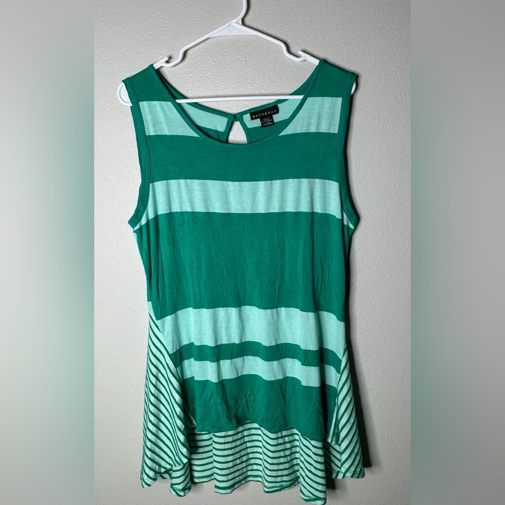 Metaphor Green Striped Tank Top